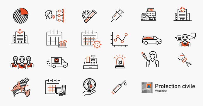 14 Pictogrammes pour le livre commémoratif sur la crise du COVID 19